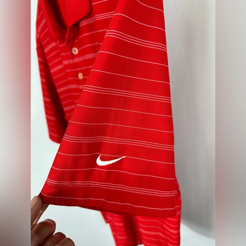 Nike Gold Fit Dry Red Stripe Short Sleeve‎ Polo Medium